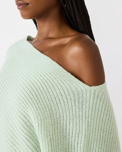 CHANNING Bay Green Asymmetrical Knit Poncho Women's Top | Steve Madden Special Offer