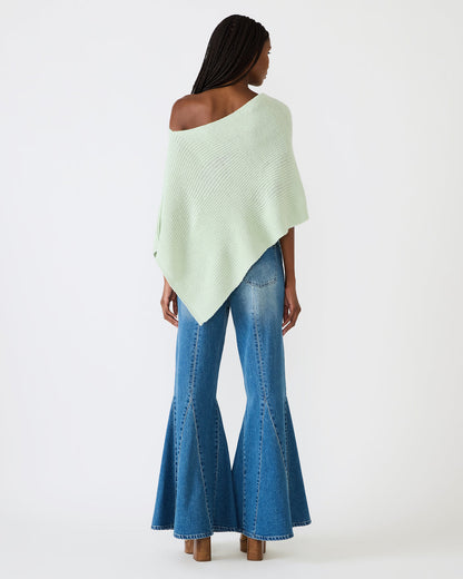 CHANNING Bay Green Asymmetrical Knit Poncho Women's Top | Steve Madden Special Offer