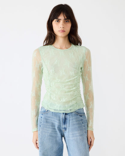 LUMA Bay Green Long-Sleeved Mesh Lace Women's Top | Steve Madden Best Price