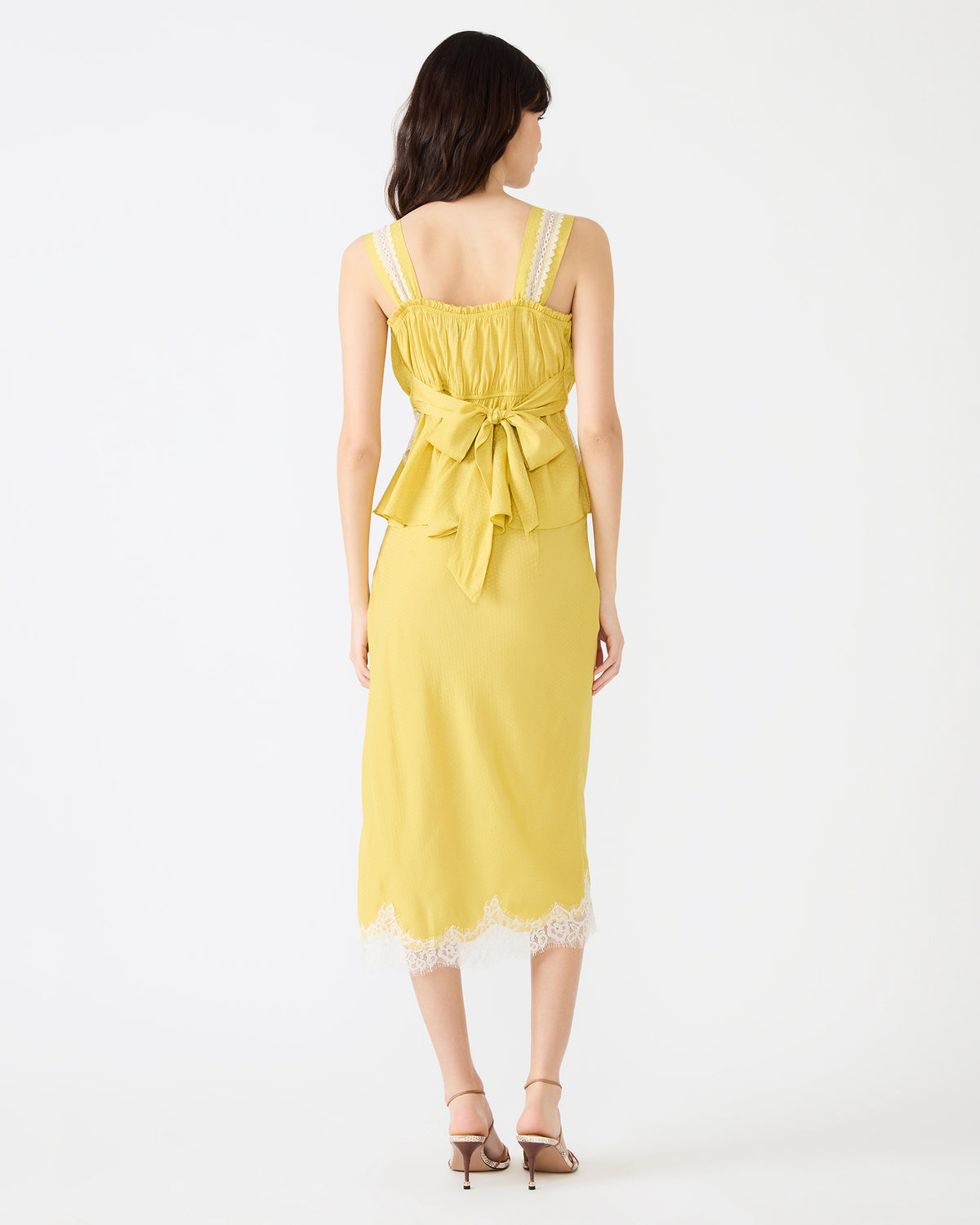 CINTHIA Golden Lime Sleeveless Lace Trim Women's Top | Steve Madden Customer Favorite