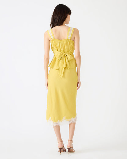 CINTHIA Golden Lime Sleeveless Lace Trim Women's Top | Steve Madden Customer Favorite