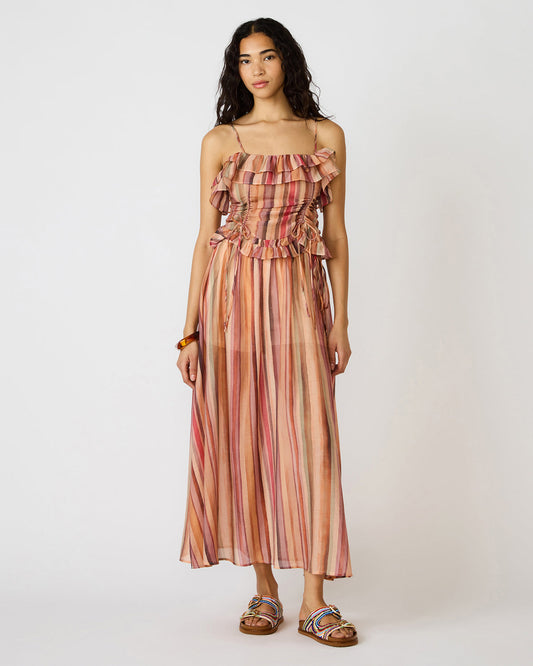 SHILLOH Stripe Multi Sleeveless Ruffle Women's Top | Steve Madden Smart Buy