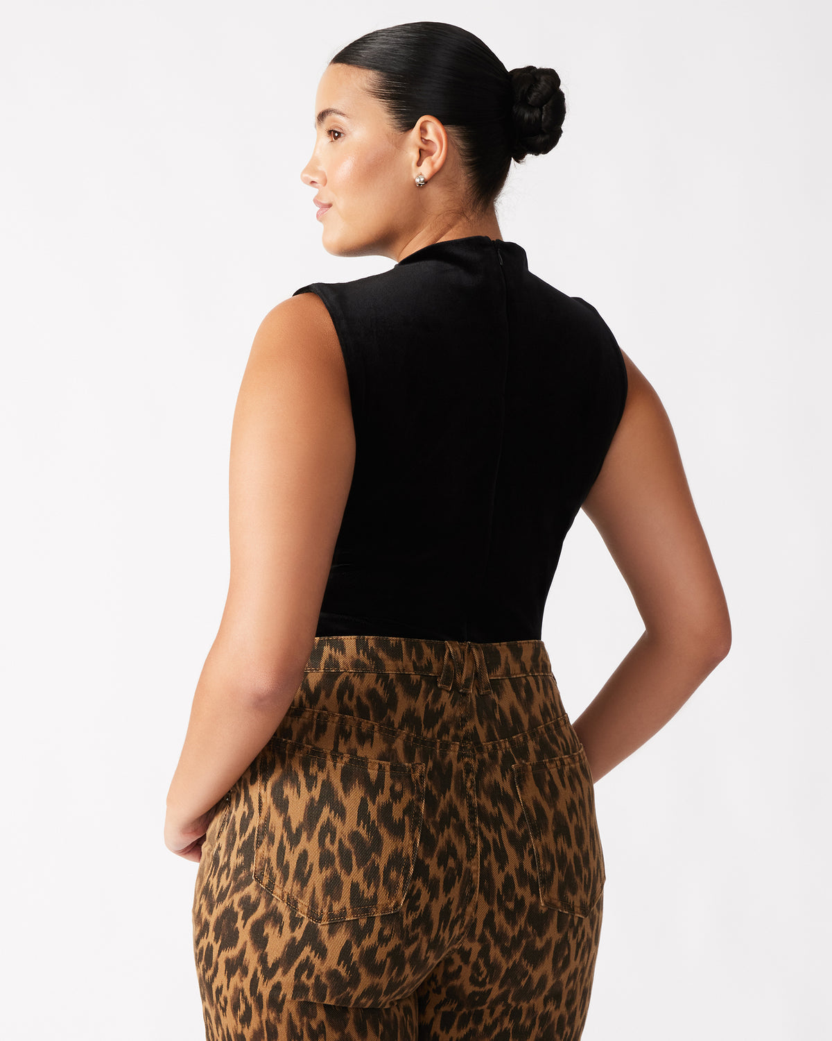 NIKOLA Black Women's Mock Neck Velvet Bodysuit | Steve Madden Everyday