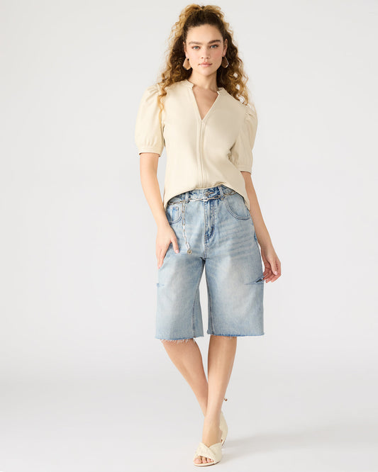 JANE Bone Women's Short-Sleeved Suede Top | Steve Madden Signature