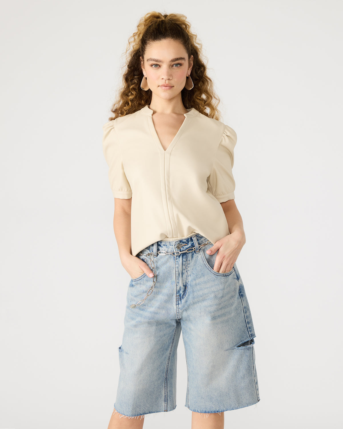 JANE Bone Women's Short-Sleeved Suede Top | Steve Madden Signature