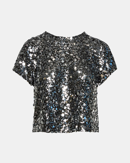 CRESSA Silver Embellished Sequin Women's Top | Steve Madden Featured
