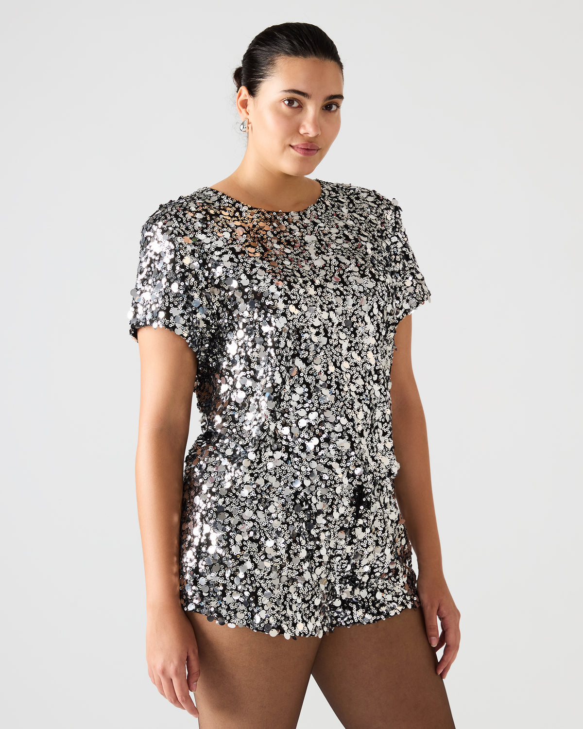 CRESSA Silver Embellished Sequin Women's Top | Steve Madden Featured