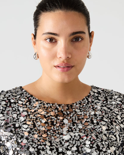 CRESSA Silver Embellished Sequin Women's Top | Steve Madden Featured