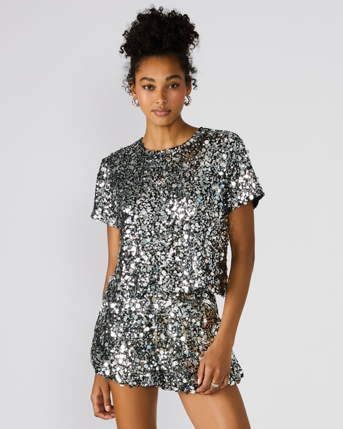CRESSA Silver Embellished Sequin Women's Top | Steve Madden Featured