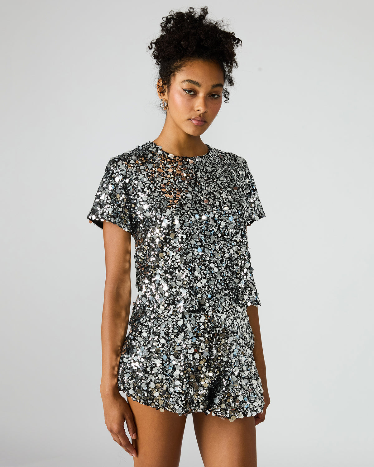 CRESSA Silver Embellished Sequin Women's Top | Steve Madden Featured