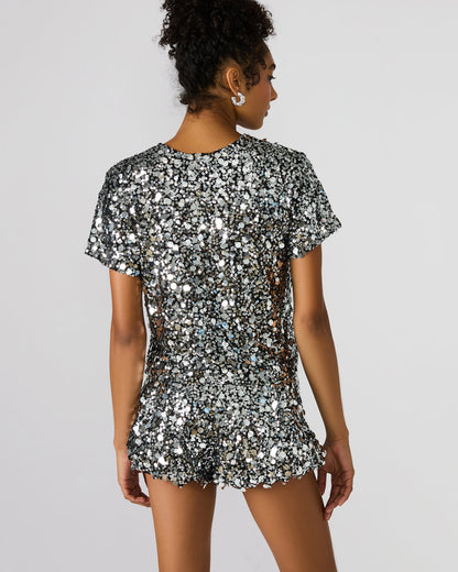 CRESSA Silver Embellished Sequin Women's Top | Steve Madden Featured
