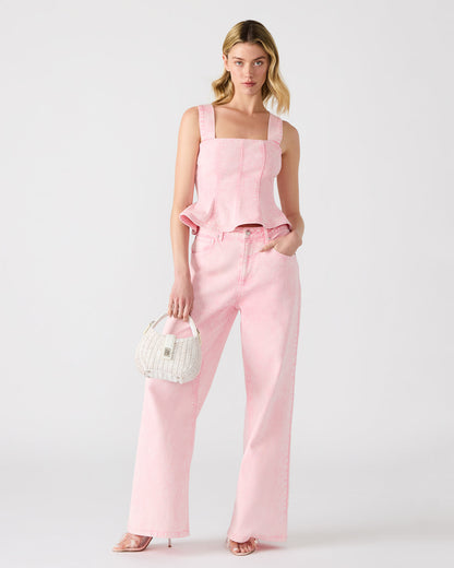 PENELOPI Denim Ruffle Fabric Women's Tank Top | Steve Madden Best Seller