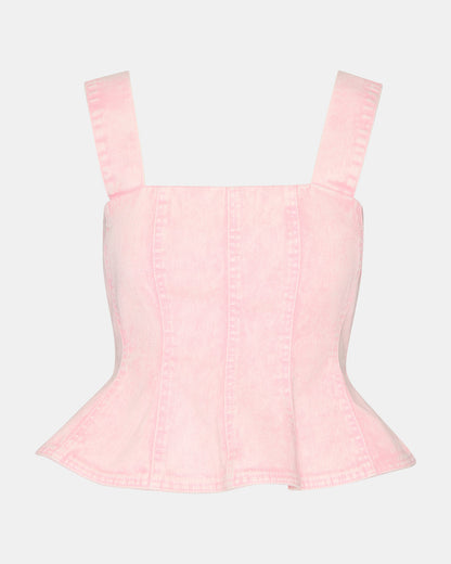 PENELOPI Denim Ruffle Fabric Women's Tank Top | Steve Madden Best Seller