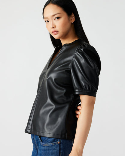 JANE Black Women's Short-Sleeved Suede Top | Steve Madden Trusted