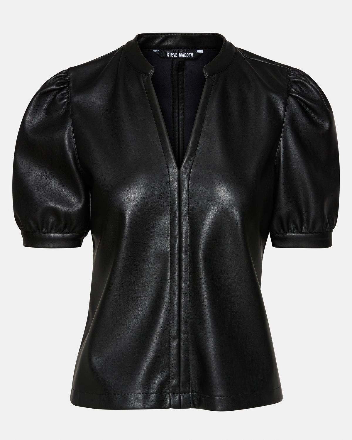 JANE Black Women's Short-Sleeved Suede Top | Steve Madden Trusted