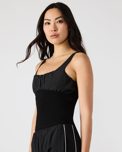LUANA Black Pull-Over Ruched Tank Top | Steve Madden Featured