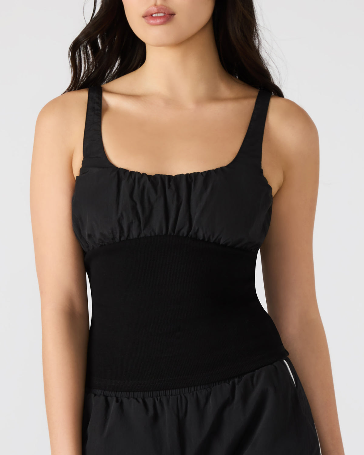 LUANA Black Pull-Over Ruched Tank Top | Steve Madden Featured
