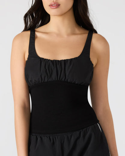 LUANA Black Pull-Over Ruched Tank Top | Steve Madden Featured