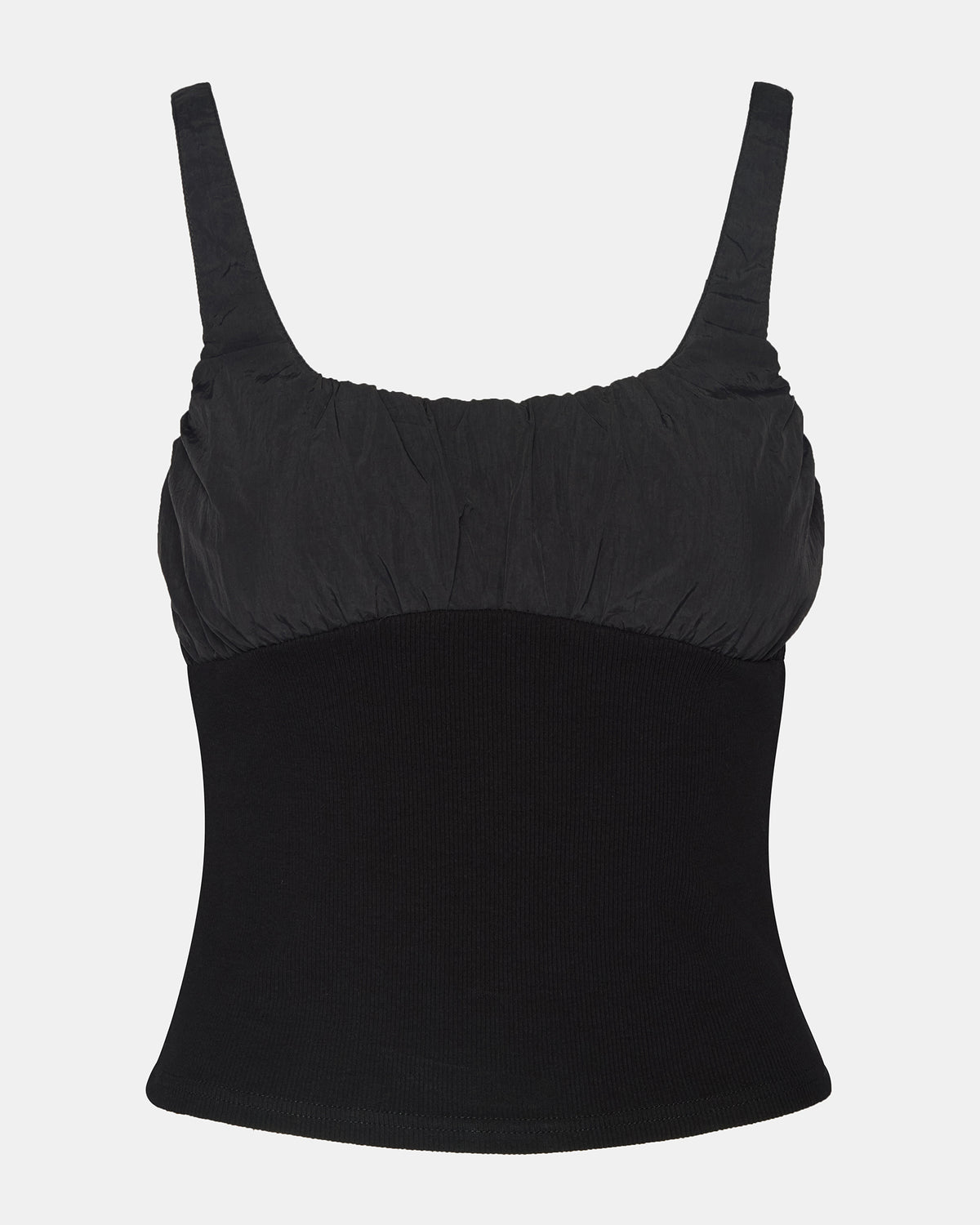 LUANA Black Pull-Over Ruched Tank Top | Steve Madden Featured