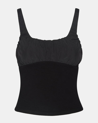LUANA Black Pull-Over Ruched Tank Top | Steve Madden Featured