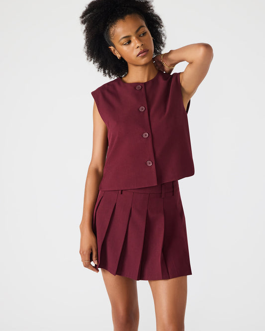 ALESSA Wine Button-Up Women's Top | Steve Madden Featured