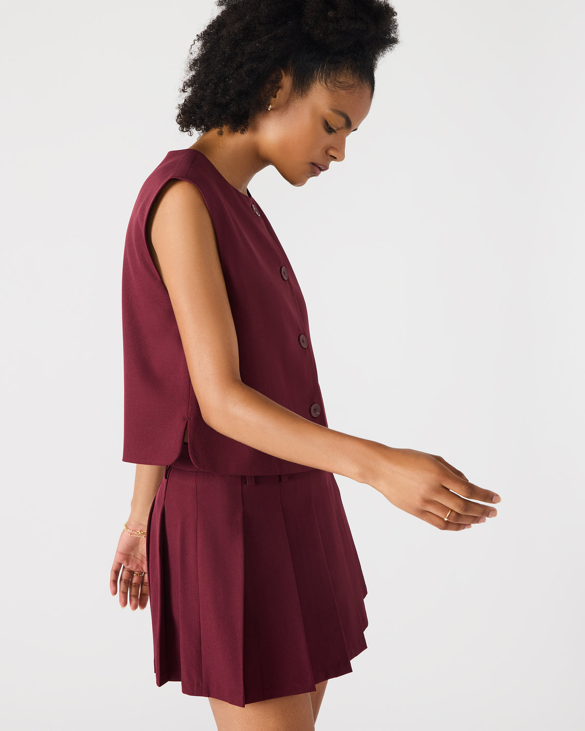 ALESSA Wine Button-Up Women's Top | Steve Madden Featured