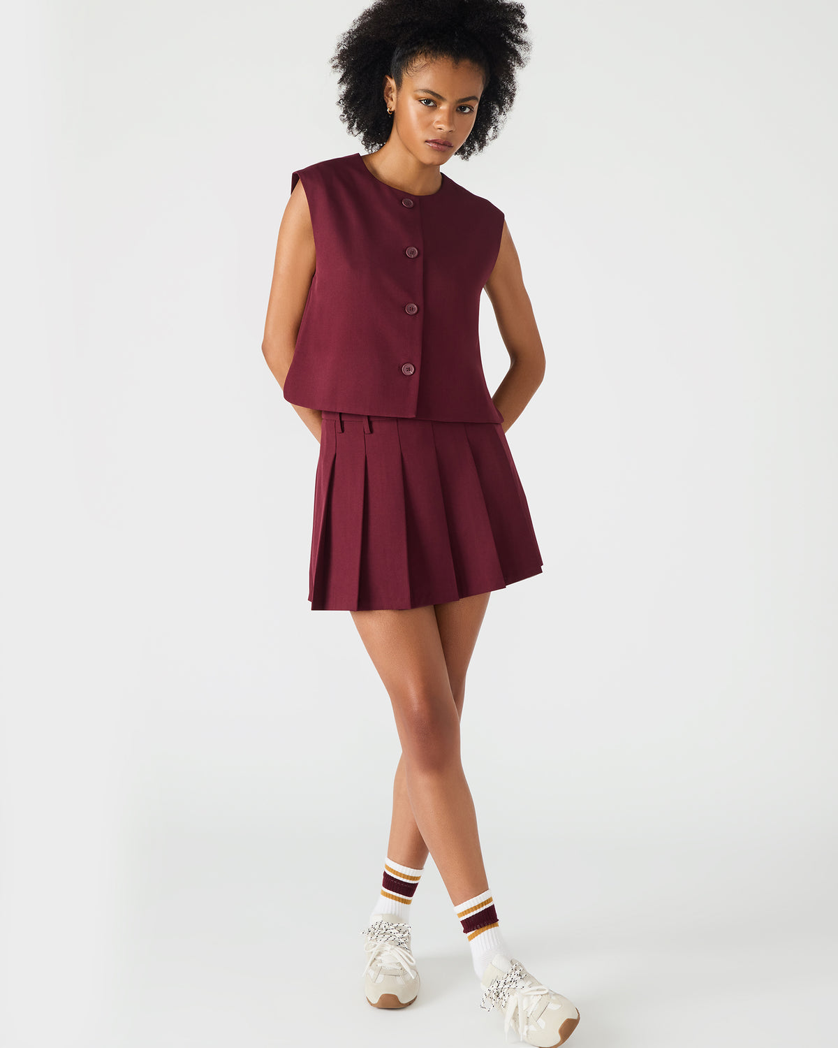 ALESSA Wine Button-Up Women's Top | Steve Madden Featured