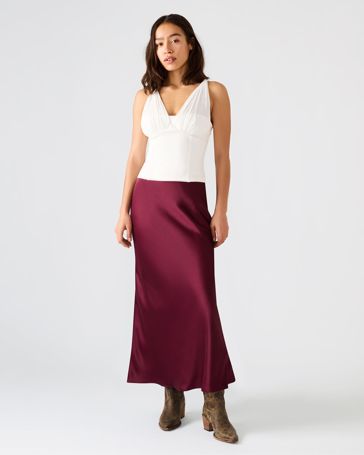 ADDISYN Antique V-neck Sleeveless Mesh Women's Top | Steve Madden Popular