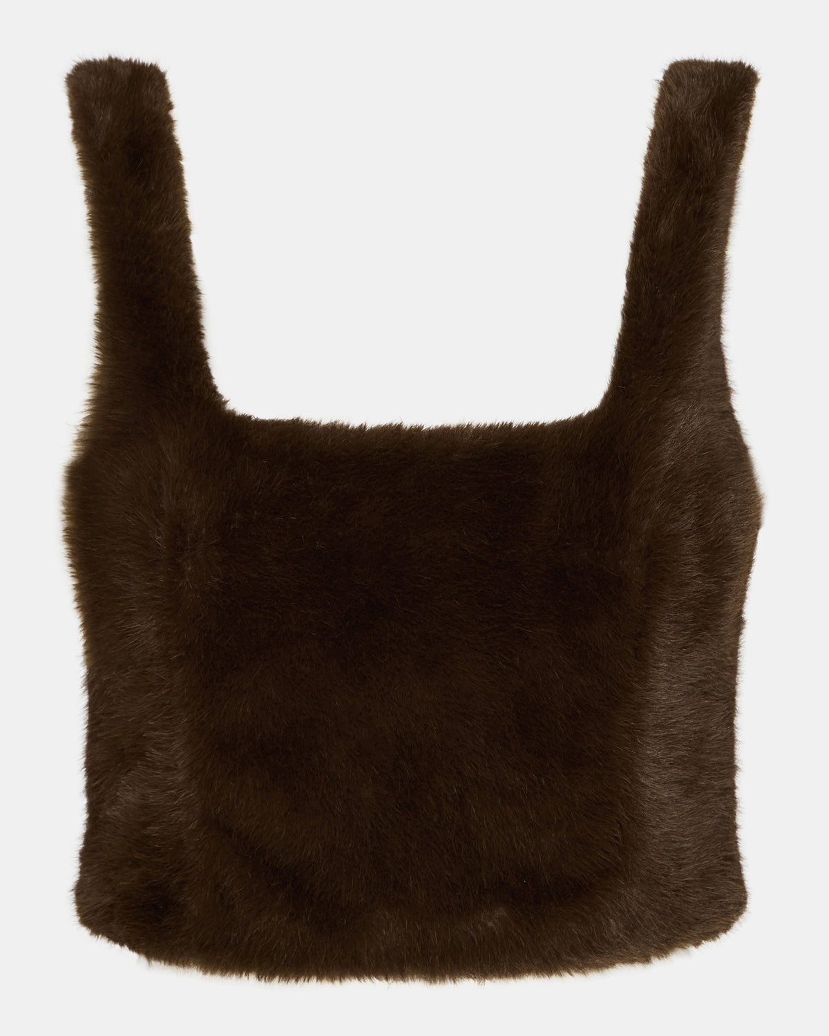 HANNIA Faux Fur Dark Espresso Cropped Women's Top | Steve Madden Classic