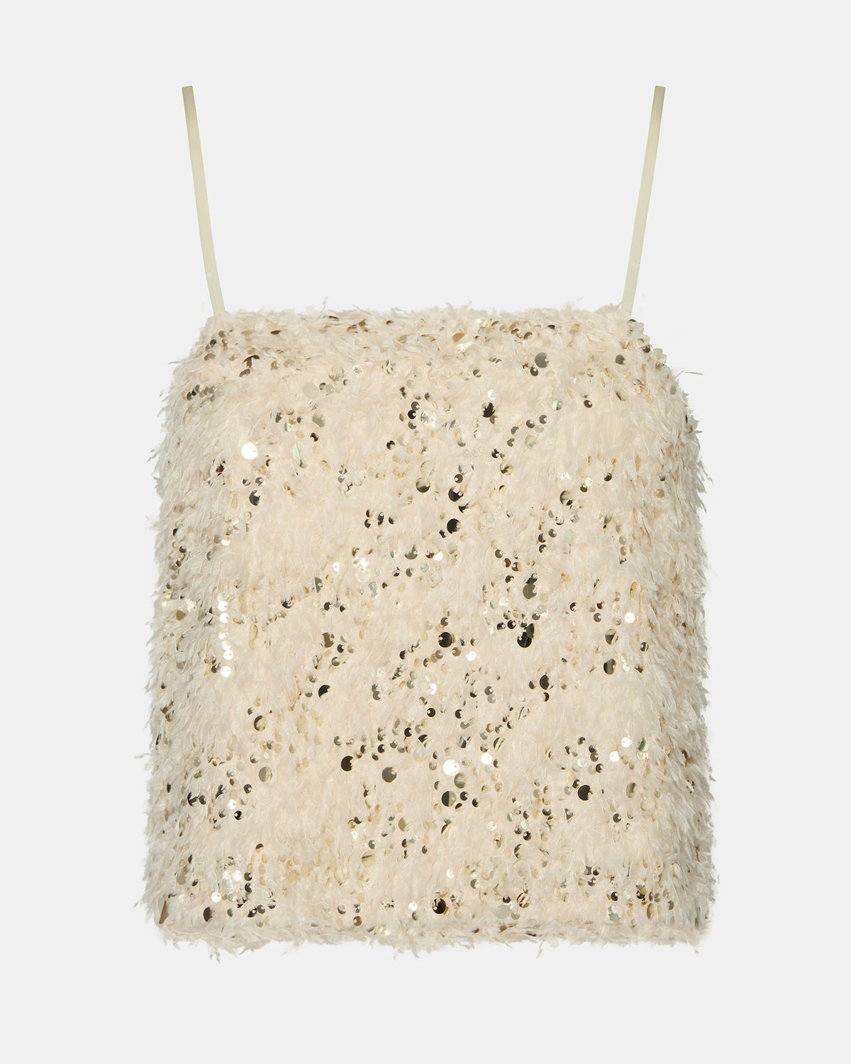 BLAKELYN Ivory Feather Sequin Embellished Women's Top | Steve Madden Sale