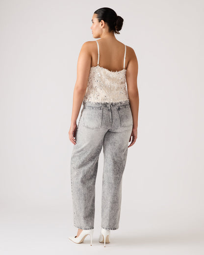 BLAKELYN Ivory Feather Sequin Embellished Women's Top | Steve Madden Sale