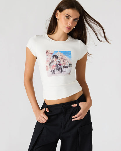 GOLDIE Antique Short-Sleeved Graphic Tee Form-Fitting Women's Top | Steve Madden Classic