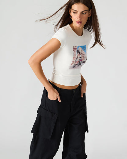 GOLDIE Antique Short-Sleeved Graphic Tee Form-Fitting Women's Top | Steve Madden Classic