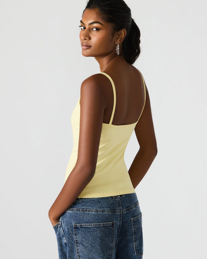 GOLDIE Pale Yellow Sleeveless Graphic Women's Tank Top | Steve Madden Smart Buy