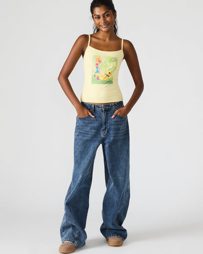GOLDIE Pale Yellow Sleeveless Graphic Women's Tank Top | Steve Madden Smart Buy