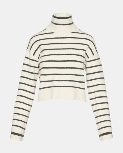 NARSHA Black/White Women's Turtleneck Stripe Sweater | Steve Madden Popular