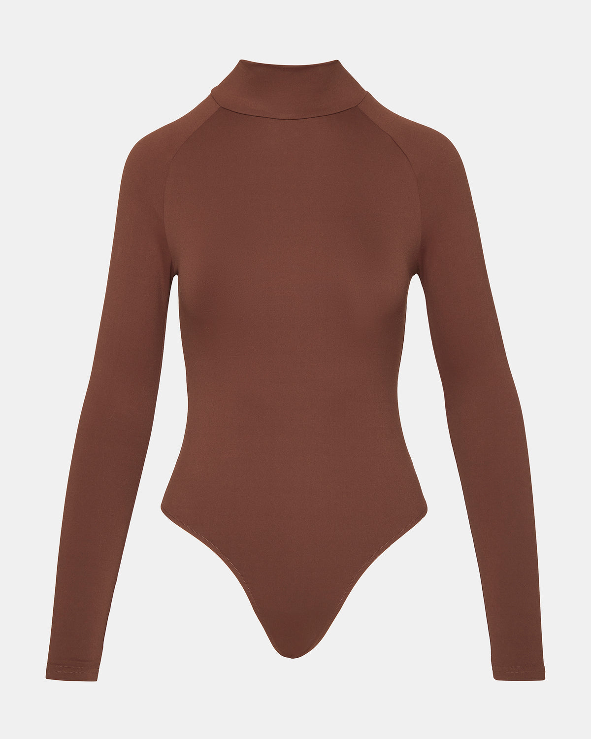 NELLE Bodysuit Brown | Women's Mock Neck Stretch Bodysuit | Steve Madden Best Seller