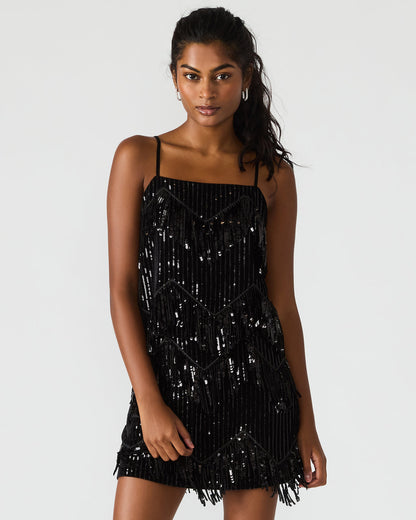 BLAKELYN Sequin Black Fringe Embellished Women's Top | Steve Madden Quality