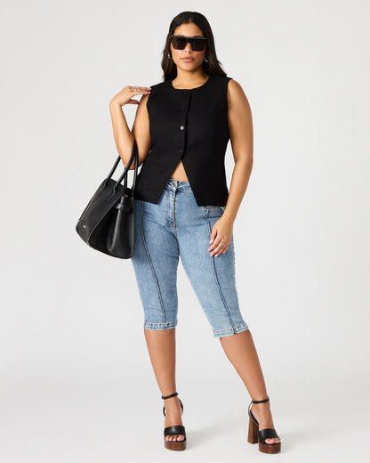 WESLEY Top Black Button-Up Vest Top | Steve Madden Top Pick