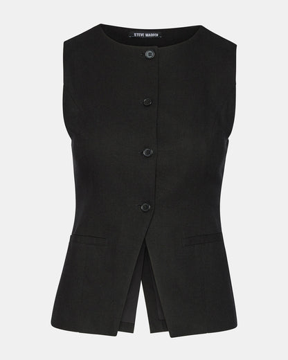 WESLEY Top Black Button-Up Vest Top | Steve Madden Top Pick