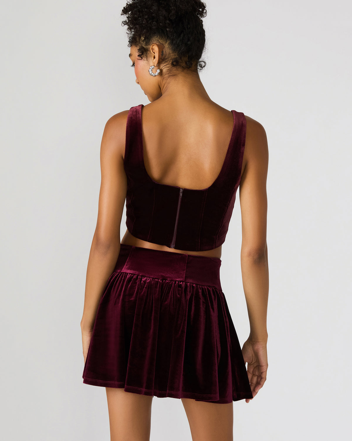 ARYANNA Wine Cropped Velvet Women's Top | Steve Madden Trending