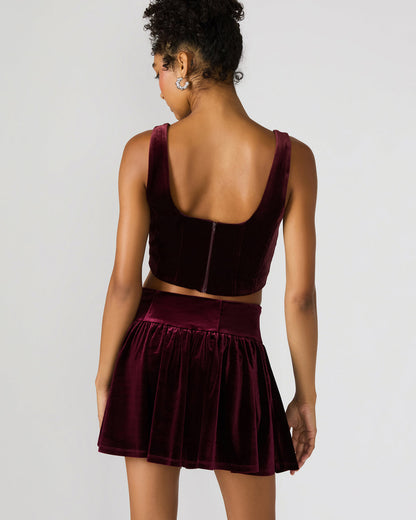 ARYANNA Wine Cropped Velvet Women's Top | Steve Madden Trending