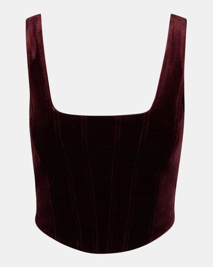 ARYANNA Wine Cropped Velvet Women's Top | Steve Madden Trending