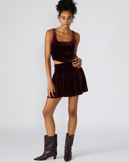 ARYANNA Wine Cropped Velvet Women's Top | Steve Madden Trending