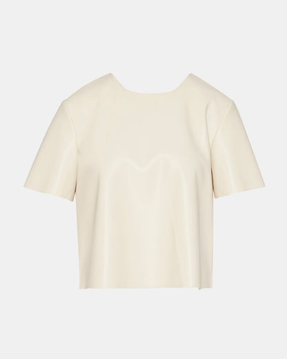 EZRA Bone Women's Short Sleeve Faux Leather Top | Steve Madden Signature