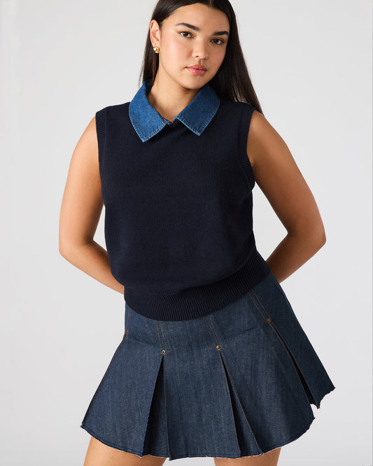 JEANE Sweater Vest Knit Collared Sleeveless Women's Top | Steve Madden Hot Sale