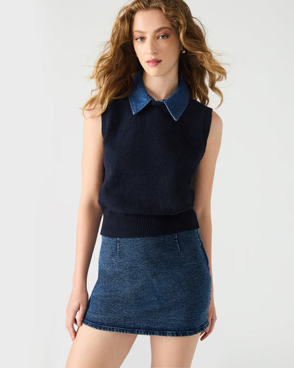JEANE Sweater Vest Knit Collared Sleeveless Women's Top | Steve Madden Hot Sale