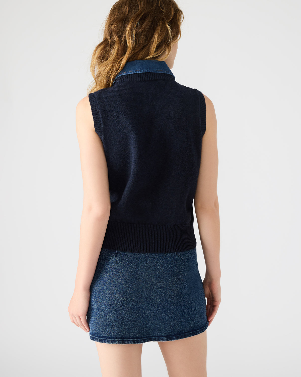 JEANE Sweater Vest Knit Collared Sleeveless Women's Top | Steve Madden Hot Sale
