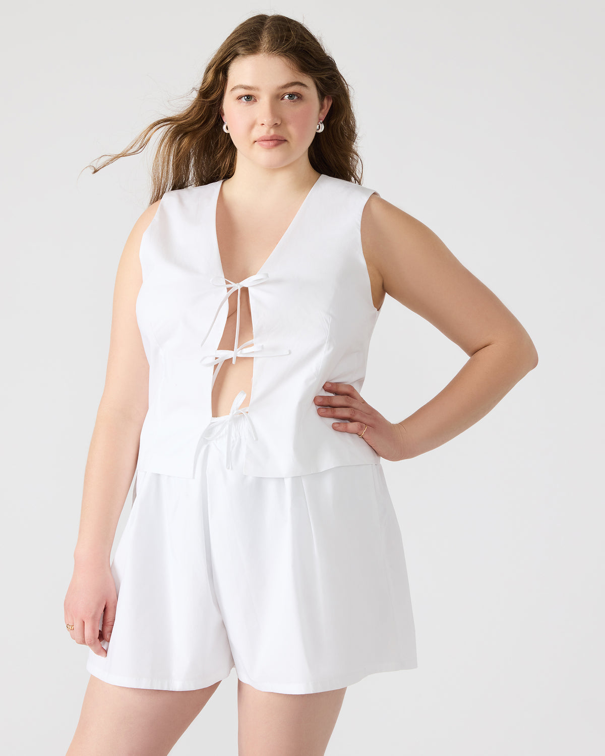 ALIZA White Women's Bow Tie-Front Top | Steve Madden Trending