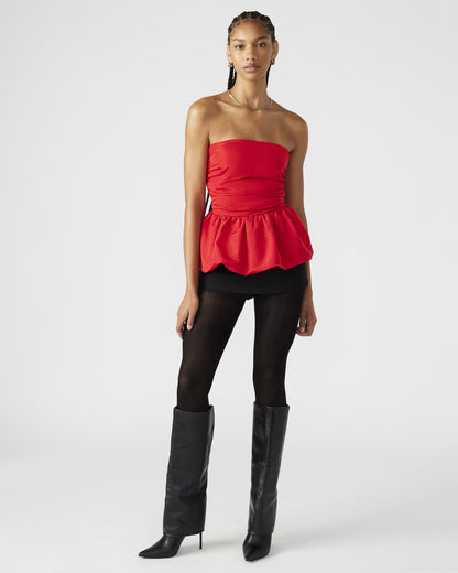 AMARI Top Red | Women's Bubble-Hem Taffeta Strapless Top | Steve Madden Special Offer
